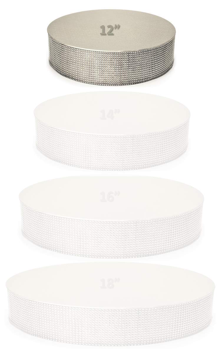 OCCASIONS FINEST PLASTIC TABLEWARE OCCASIONS Bling Wedding Cake Stand (Holds 150 lbs) Cupcake Base, Decorative Centerpiece for Parties (12" Round, Silver) - Image 2